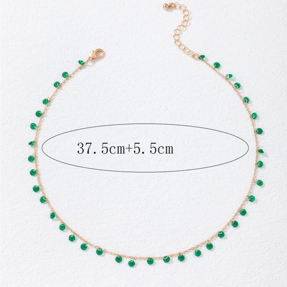 ⚠️Clearance Elegant Gold And Green Gemstone Necklace - Picture 3 of 5